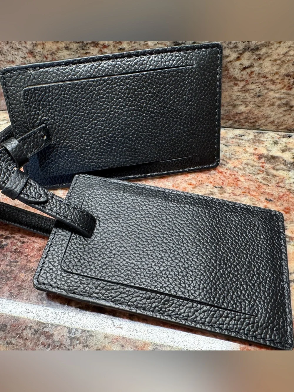 Harley-Davidson Black Leather ID Luggage Tag with Embossed Logo